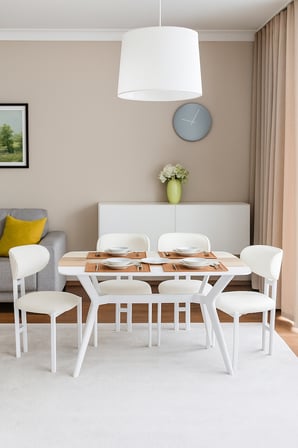 DFY104 140x80 MDF Mutfak Masası Modern Dikdörtgen Dekoratif Şık Yemek Masası 4-6 Kişilik Sabit Masa
