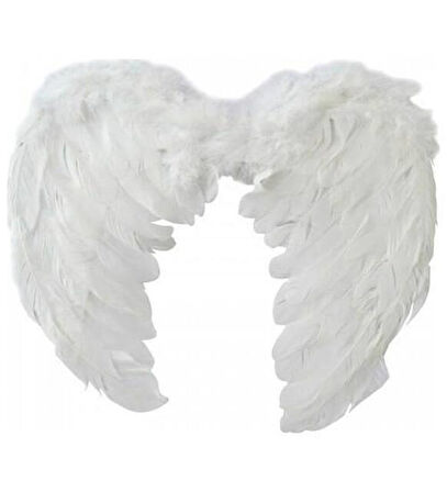 45×35 cm Beyaz Tüylü Melek Kanadı – Takma Lastikli Kostüm ve Fotoğraf Çekimi Aksesuarı