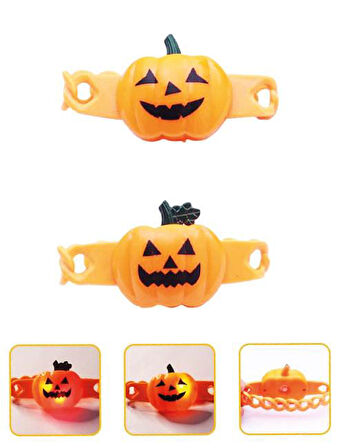 Halloween Cadılar Bayramı Bal Kabağı bileklik ışıklı 3 modlu esnek Her Kola Uyum Sağlar