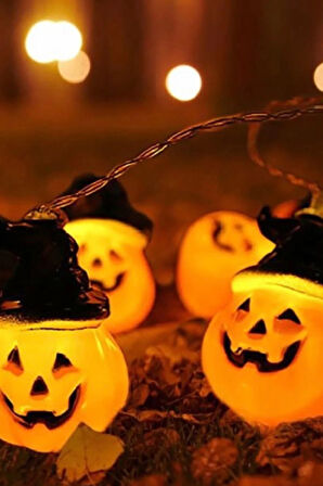 Halloween Led Işık Bal Kabağı Şapkalı 8 cm 10'lu