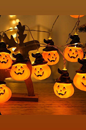 Halloween Led Işık Bal Kabağı Şapkalı 8 cm 10'lu