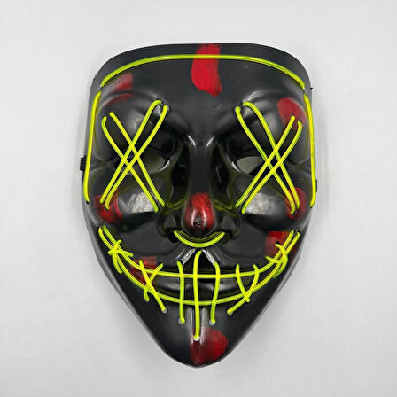 Halloween Cadılar Bayramı Maske Vendetta Neon Açık Yeşil Işıklı Parti Maskesi