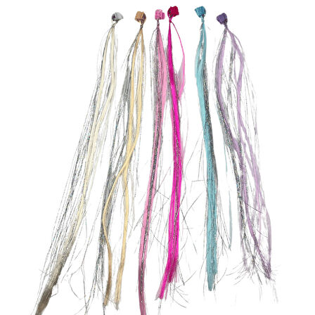 Tokalı Rengarenk Uzun saçlı 6 lı Kıskaç Tokalı Peruk Saç Toka 36cm