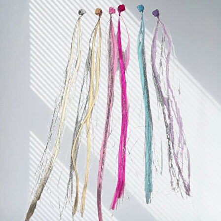 Tokalı Rengarenk Uzun saçlı 6 lı Kıskaç Tokalı Peruk Saç Toka 36cm