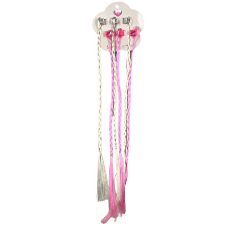 Tokalı Örgülü Saç 6 adet pembeli  Kıskaç Tokalı Peruk Saç Tokası 32 cm Uzunluk