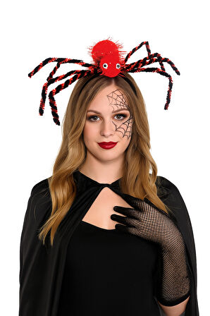 Halloween CadılarTaç Örümcek Ayaklı Çizgili kırmız