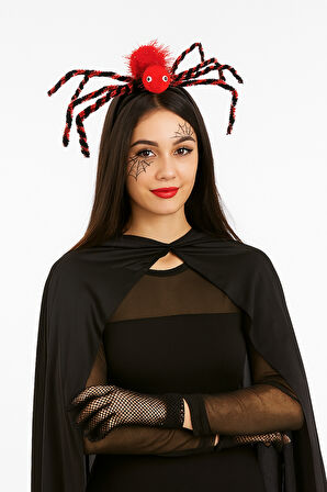 Halloween CadılarTaç Örümcek Ayaklı Çizgili kırmız