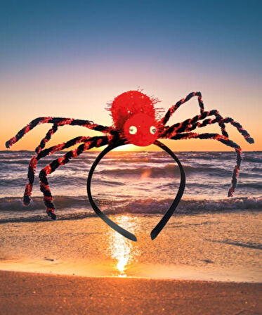 Halloween CadılarTaç Örümcek Ayaklı Çizgili kırmız