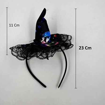 Halloween  Cadılar Bayramı Taç Mini Cadı Şapkası Tüllü Renkli Model Parti Aksesuarı