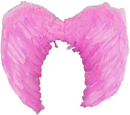 50×35 cm Pembe Tüylü Melek Kanadı – Büyük Boy Kostüm ve Fotoğraf Çekimi Aksesuarı