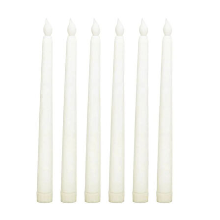 Mum Led Işıklı Şamdan mumu 28cm ekru-beyaz 2li