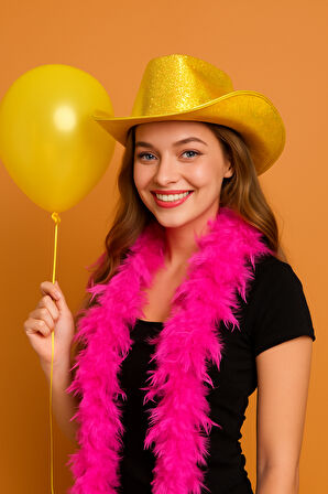 Hologramlı Sarı Kovboy Şapkası Parti Şapkası