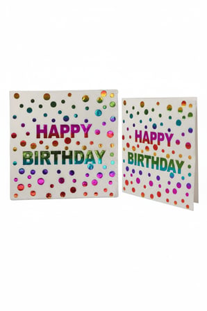 Peçete Varaklı Happy Birthday yazı beyaz üst rengarenk