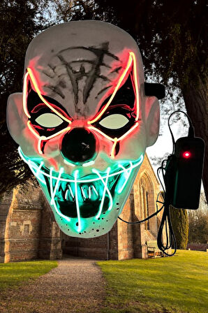 Halloween Cadılar Bayramı Korku Maske Joker Neon Model Lüks Pilli Arkası Tüllü 