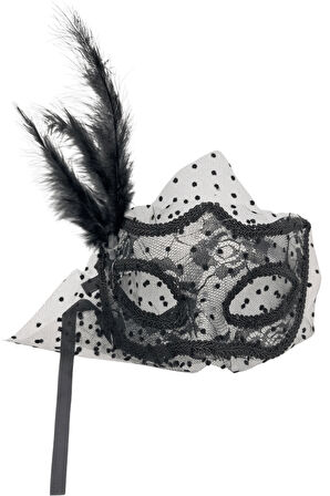 Yılbaşı Maske Plastik Tüllü Tüylü Çiçekli Lüks Model