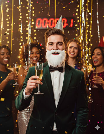 İnce Beyaz Takma Sakal Bıyık – Kostüm ve Yılbaşı Etkinlik Aksesuarı