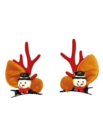 Geyik Boynuz Kulaklı 2'li Yılbaşı Toka Seti – Eğlenceli Hediyelik Saç Aksesuarı