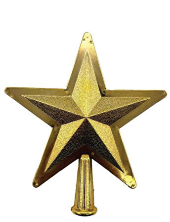 Yılbaşı Ağacı Tepelik - Kabartmalı Altın Yıldız, 16 cm
