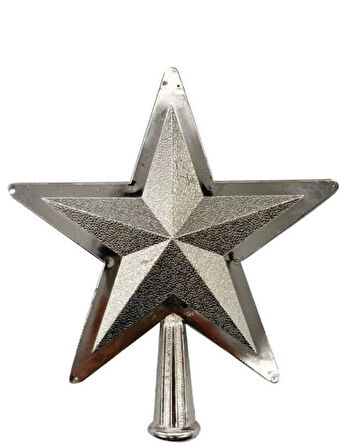 Yılbaşı Ağacı Tepelik - Kabartmalı Gümüş Yıldız, 16 cm