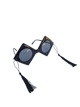 Parti gözlüğü mezuniyet partileri için siyah kenarları püsküllü kep modeli komik parti gözlüğü