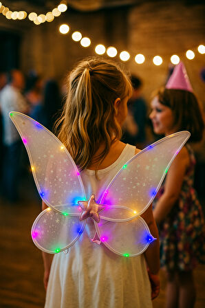 Peri Kanadı Ledli Işıklı Beyaz Renkli  Peri Melek Kanadı  3 farklı fonksiyonlu ışık