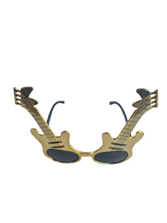 Parti Gözlük Gitar görünümlü altın gold renkli eğlenceli komik parti gözlüğü