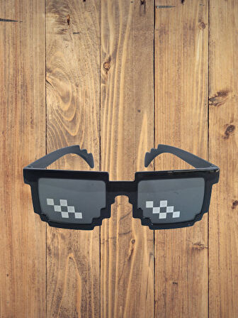 Parti Gözlük Pixel Temalı Siyah bilgisayar partileri eğlenceli komik parti gözlüğü