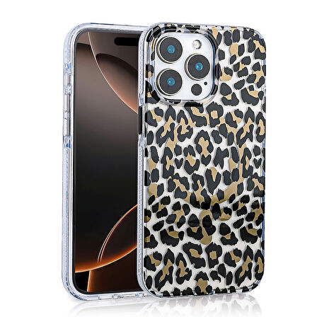 iPhone 16 Pro Kılıf Magsafe Şarj Özellikli Desenli Leopar Jago Kapak