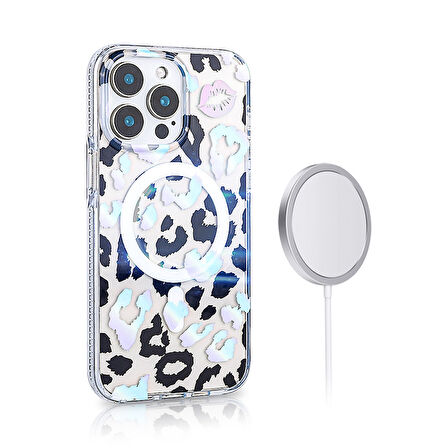 iPhone 16 Pro Kılıf Magsafe Şarj Özellikli Desenli Leopar Jago Kapak