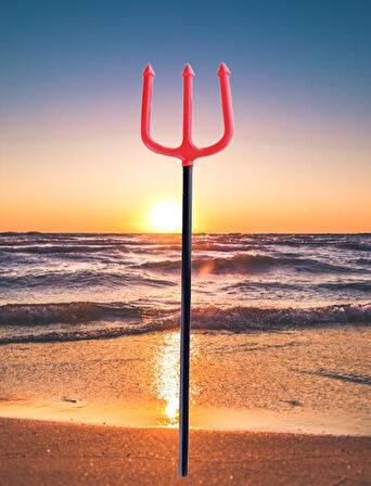 Halloween Cadılar Bayramı Şeytan Mızrağı 52 cm kırmızı 3 Çatllı Katlanabilir Korku Aksesuarı