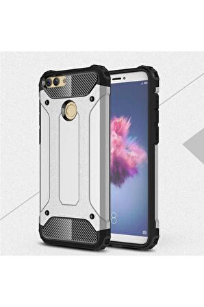 Huawei P Smart Uyumlu Kılıf Crash Silikon Kapak Gümüş