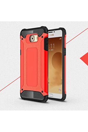 Samsung Galaxy C5 Pro Uyumlu Kılıf Crash Silikon Kapak Kırmızı