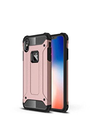 Apple iPhone X Uyumlu Kılıf Crash Silikon Kapak Rose Gold