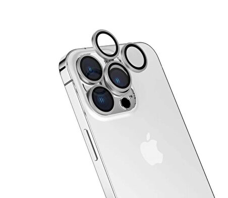 Apple iPhone 15 Pro Uyumlu CL-15 Parmak İzi Bırakmayan Anti-Reflective Kamera Lens Koruyucu Gümüş
