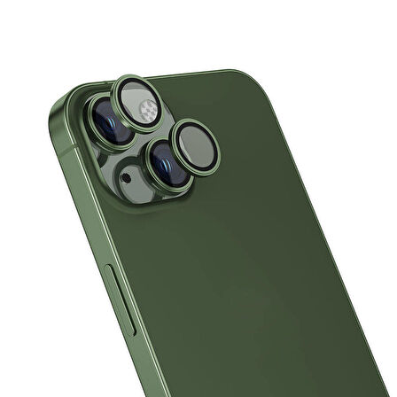 Apple iPhone 15 Plus Uyumlu CL-15 Parmak İzi Bırakmayan Anti-Reflective Kamera Lens Koruyucu Yeşil