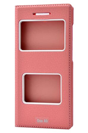 HTC One A9 Uyumlu Kılıf Dolce Kapaklı Kılıf Pembe Açık