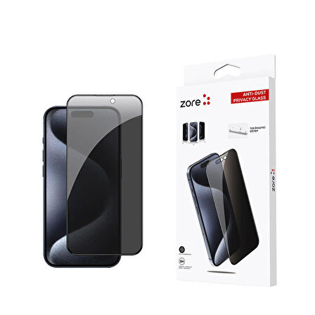 Apple iPhone 15 Pro Uyumlu Anti-Dust Privacy Temperli Ekran Koruyucu