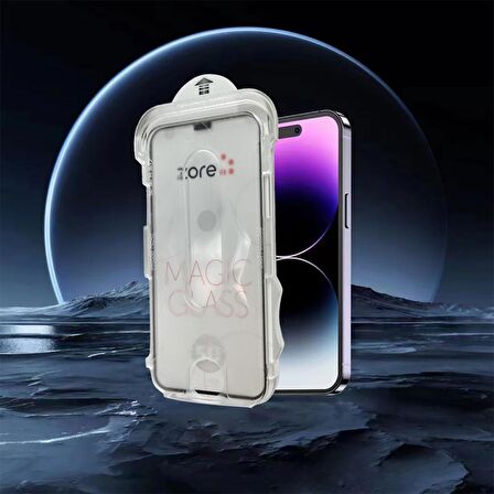 Apple iPhone 15 Uyumlu Kolay Uygulama Aparatlı 5D Magic Glass Cam Ekran Koruyucu