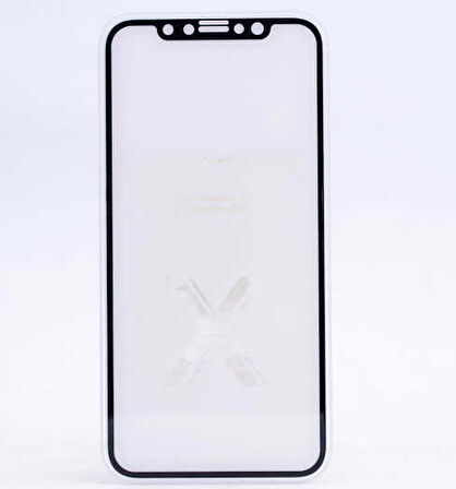 Apple iPhone X Uyumlu Kenarları Kırılmaya Dayanıklı Cam Ekran Koruyucu Siyah