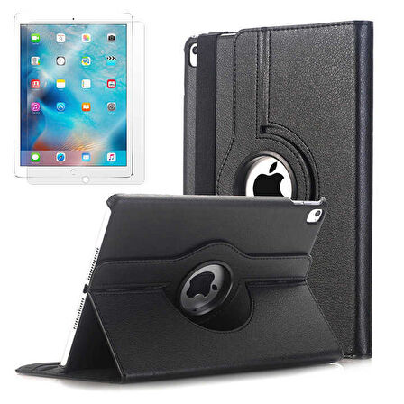 Apple iPad 9.7 2017 (5.Nesil) Uyumlu Tablet Kılıfı 360 Dönebilen Standlı Kılıf Siyah