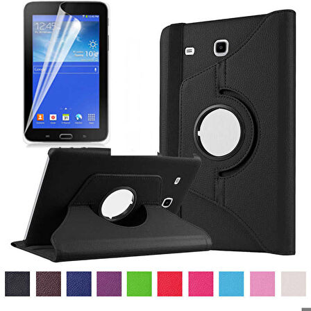 Samsung Galaxy Tab 3 Lite 7.0 T110 Uyumlu Tablet Kılıf 360 Dönebilen Standlı Kılıf Siyah
