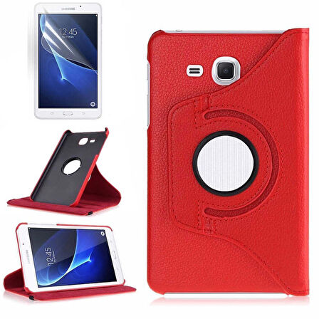 Samsung Galaxy Tab 4 T280 Uyumlu Tablet Kılıfı 360 Dönebilen Standlı Kılıf Kırmızı