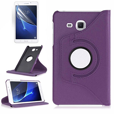 Samsung Galaxy Tab 4 T280 Uyumlu Tablet Kılıfı 360 Dönebilen Standlı Kılıf Mor