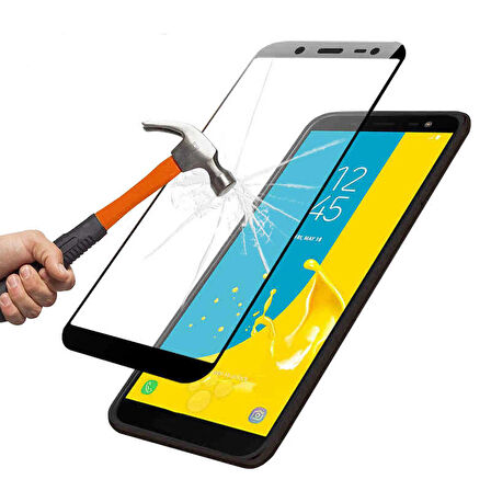 Samsung Galaxy J6 Uyumlu Kenarları Kırılmaya Dayanıklı Cam Ekran Koruyucu