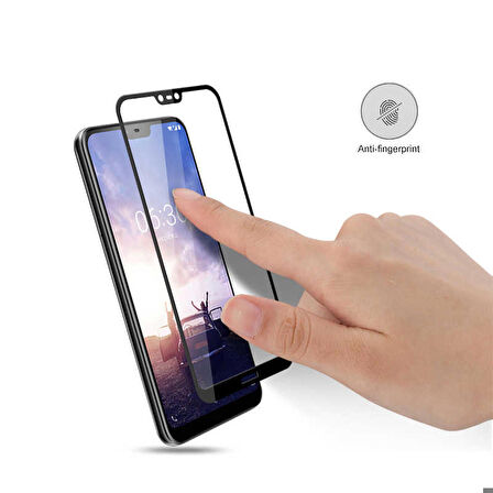 Nokia X6 Uyumlu Kenarları Kırılmaya Dayanıklı Cam Ekran Koruyucu Siyah