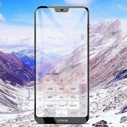 Nokia X6 Uyumlu Kenarları Kırılmaya Dayanıklı Cam Ekran Koruyucu Siyah