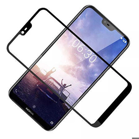 Nokia X6 Uyumlu Kenarları Kırılmaya Dayanıklı Cam Ekran Koruyucu Beyaz