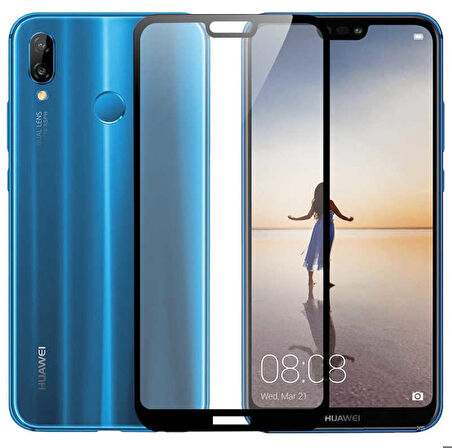 Huawei P20 Lite Uyumlu Kenarları Kırılmaya Dayanıklı Cam Ekran Koruyucu