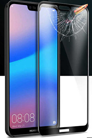 Huawei P20 Lite Uyumlu Kenarları Kırılmaya Dayanıklı Cam Ekran Koruyucu