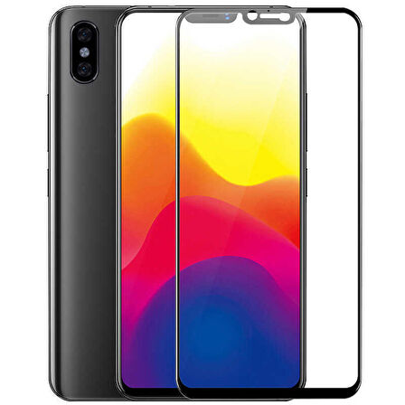 Xiaomi Mi 8 Uyumlu Kenarları Kırılmaya Dayanıklı Cam Ekran Koruyucu Siyah